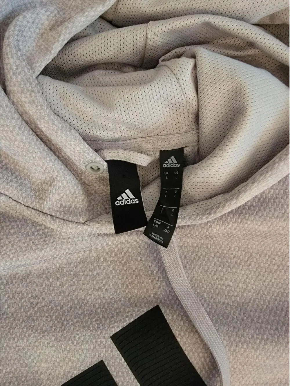 Adidas Mens Pullover Hoodie Sweater Light Gray Black Size L